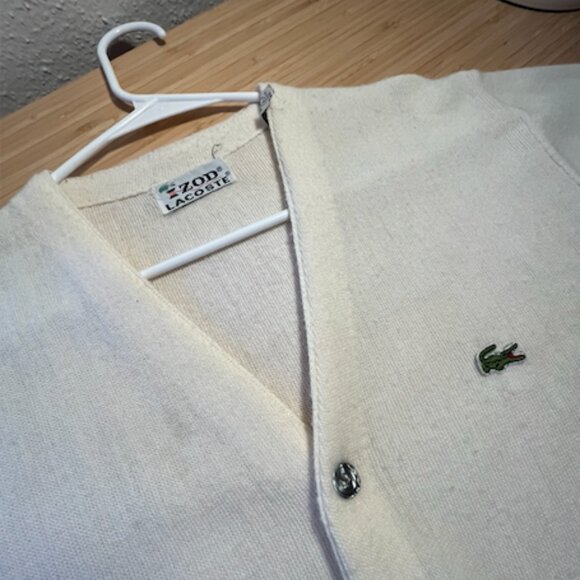 Vintage 1960's Izod Lacoste Cream Cardigan - Picture 2 of 4